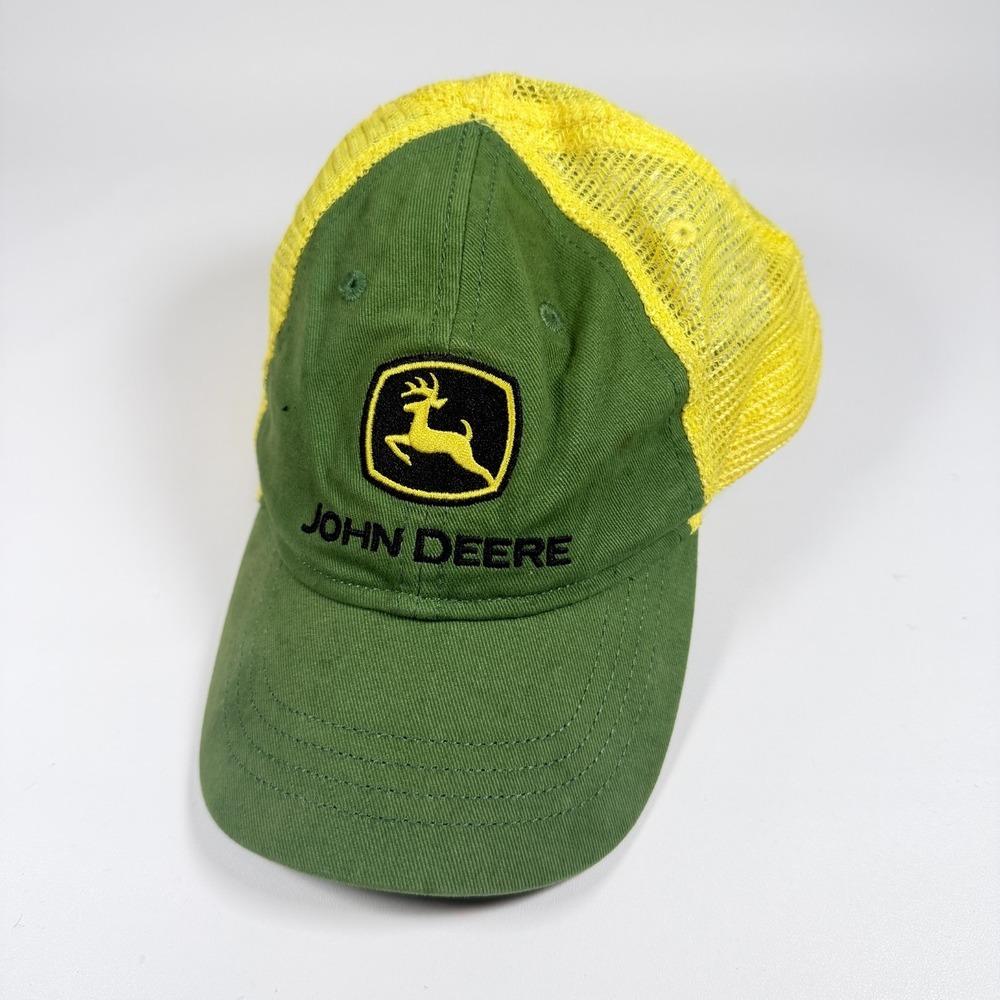 John Deere Mesh Trucker Hat Green Yellow Snapback Adjustable Farmer Baseball Cap